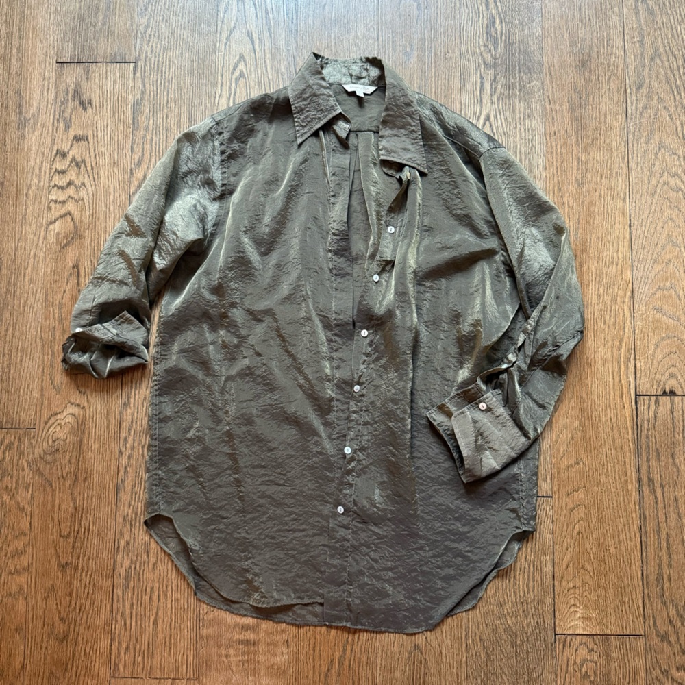 Sheer Gold Button Down | Size 2